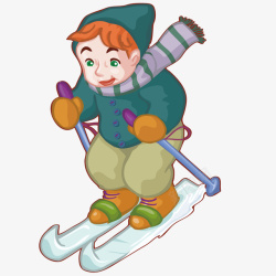 卡通滑雪男孩矢量图素材