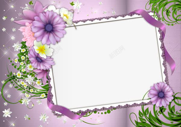 紫色鲜花的边框png免抠素材_新图网 https://ixintu.com 紫色 边框 鲜花