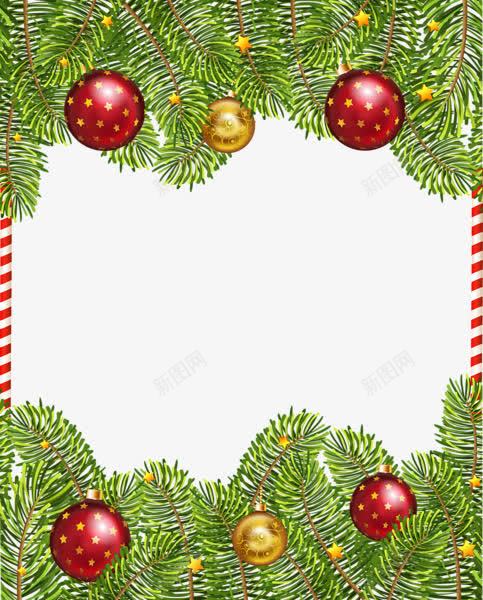 圣诞元素装饰相框png免抠素材_新图网 https://ixintu.com 圣诞树枝 圣诞节 相框 边框