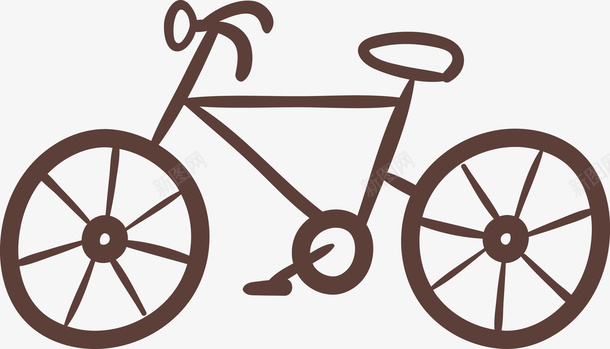 手绘自行车矢量图图标ai_新图网 https://ixintu.com 手绘自行车 棕色 自行车简笔画 矢量图