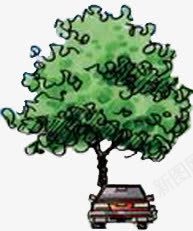 手绘园林汽车植物png免抠素材_新图网 https://ixintu.com 园林 植物 汽车