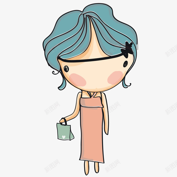 卡通女孩矢量图ai免抠素材_新图网 https://ixintu.com 卡通女孩 可爱 女孩 彩绘 手绘 矢量图