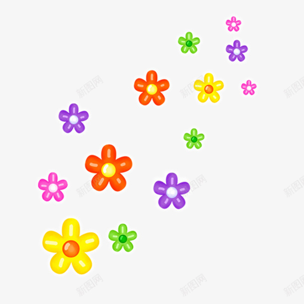 彩色花朵漂浮元素psd免抠素材_新图网 https://ixintu.com 彩色 漂浮 花朵