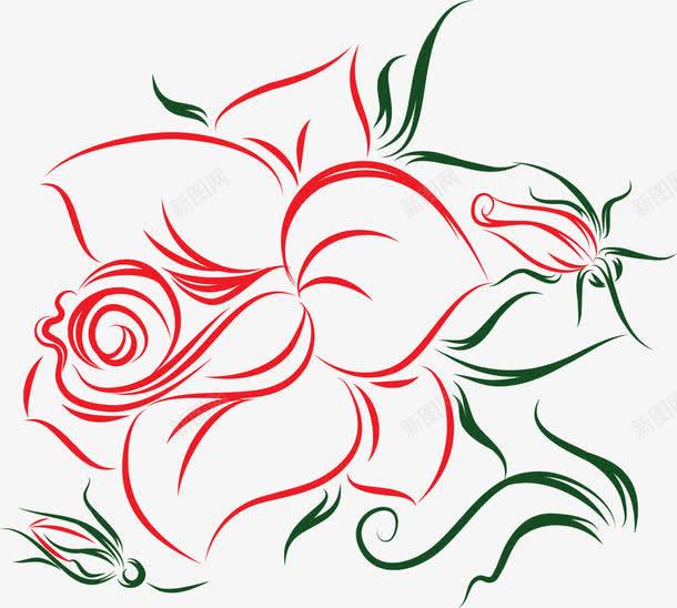 玫瑰线条png免抠素材_新图网 https://ixintu.com 卡通玫瑰 扁平 扁平玫瑰 手绘玫瑰 玫瑰 线条