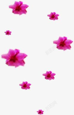 手绘紫色漂浮花朵素材