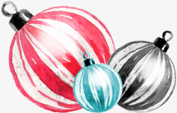 手绘三色圣诞球素材