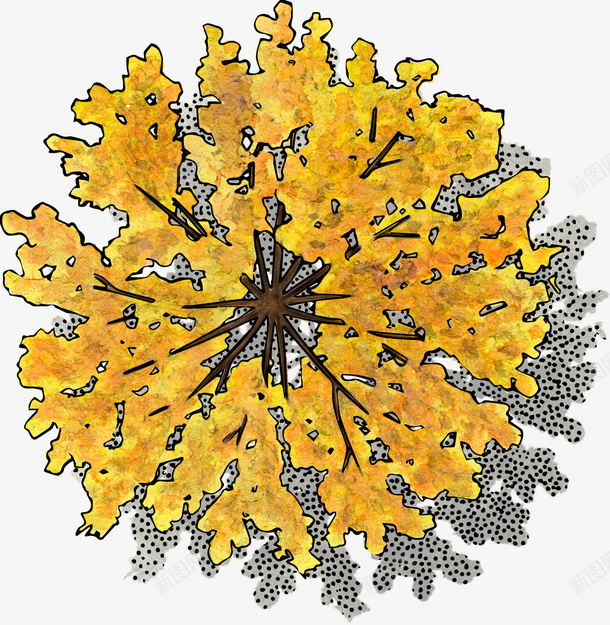 黄色植物png免抠素材_新图网 https://ixintu.com PNG图形 PNG装饰 ps植物平面贴图 俯视图 手绘 植物 装饰