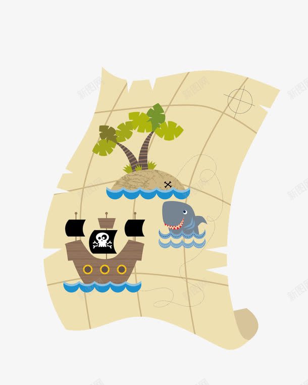 地图png免抠素材_新图网 https://ixintu.com 地图 海盗地图 海盗船