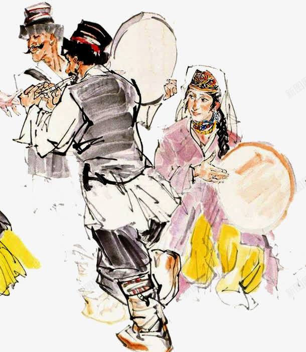 新疆舞蹈png免抠素材_新图网 https://ixintu.com 中国新疆 国画 新疆 新疆人 舞蹈 青年