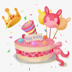 生日蛋糕图片过生日插画蛋糕气球皇冠高清图片