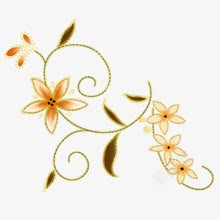 手绘黄色花朵花纹装饰素材