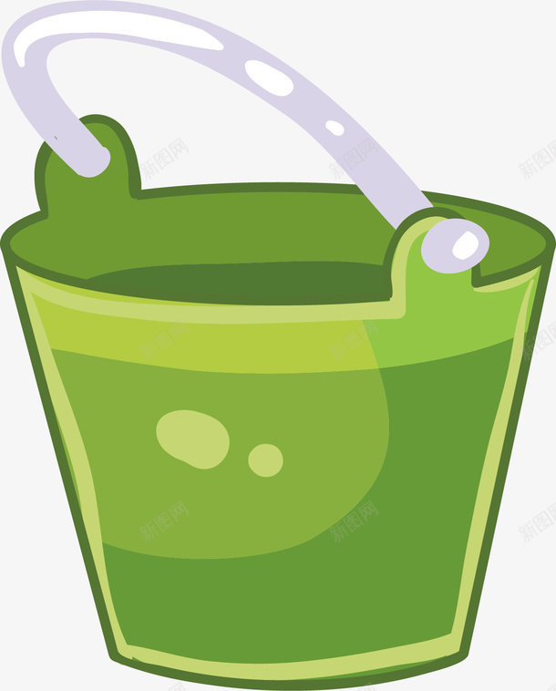 绿色的小水桶矢量图ai免抠素材_新图网 https://ixintu.com 创意 卡通手绘 小桶 打水 水彩 水桶 绿色 矢量图
