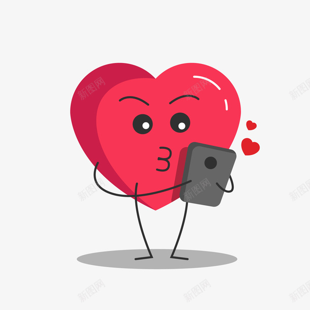 玩手机爱心可爱表情png免抠素材_新图网 https://ixintu.com 卡通心形 卡通爱心 可爱表情 玩手机心形 红色心形