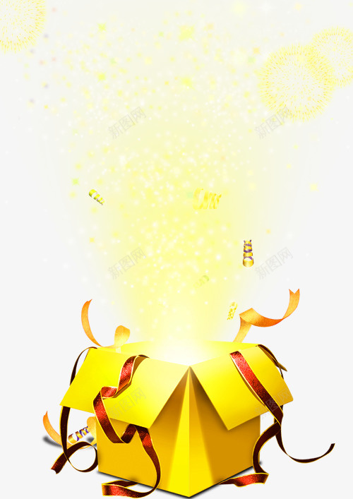 黄色大气礼物装饰图案png免抠素材_新图网 https://ixintu.com 免抠PNG 大气 礼物 装饰图案 黄色