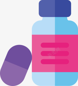 一瓶矢量药丸药瓶与药丸矢量图高清图片