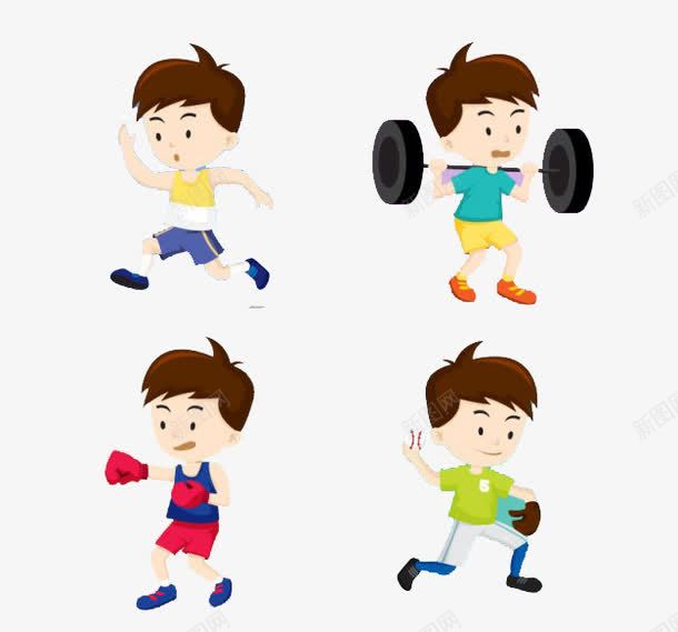 运动型的男孩设置png免抠素材_新图网 https://ixintu.com 举重 卡通 拳击 跑步 运动 运动psd 运动感 运动风