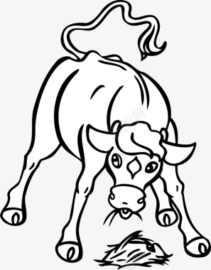 手绘动物牛矢量图图标图标