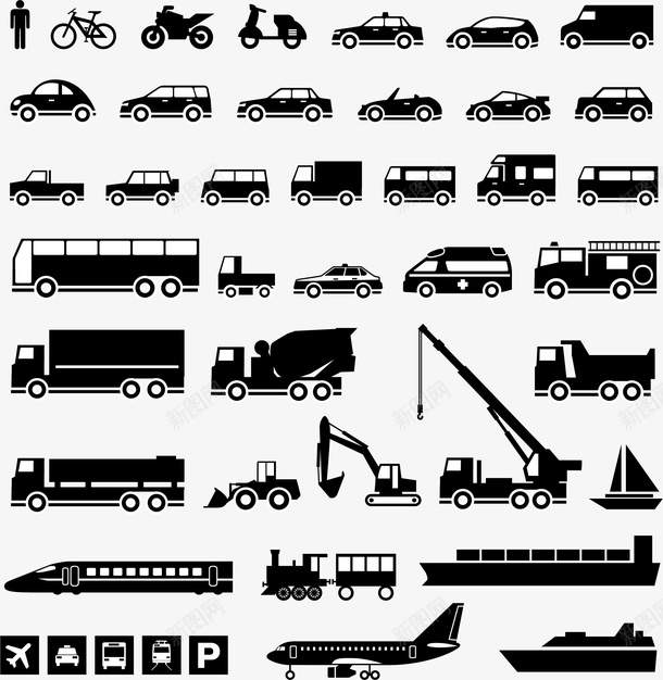交通运输工具图标png_新图网 https://ixintu.com 交通工具 图标 时尚 运输工具