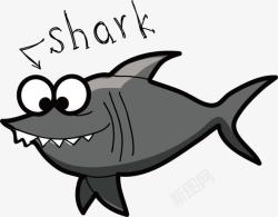 鲨鱼卡通手绘片矢量图素材
