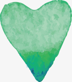 绿色水彩爱心矢量图素材