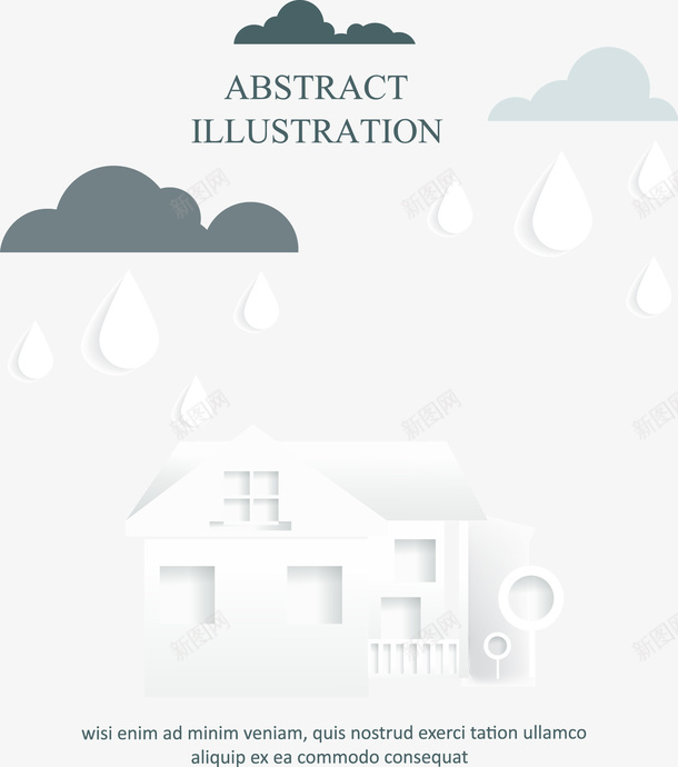 装饰下雨天和白色抽象房子矢量图eps免抠素材_新图网 https://ixintu.com 下雨天 唯美 房子 抽象 装饰 矢量图