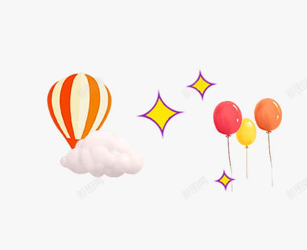 彩色气球云朵psd免抠素材_新图网 https://ixintu.com 云朵 彩色 气球