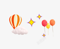 彩色气球云朵素材