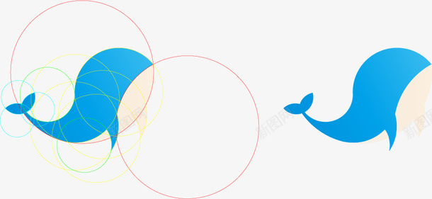 鲸鱼黄金比例圈矢量图ai免抠素材_新图网 https://ixintu.com 卡通 插画 矢量图 鲸鱼 黄金分割 黄金分割线 黄金比例