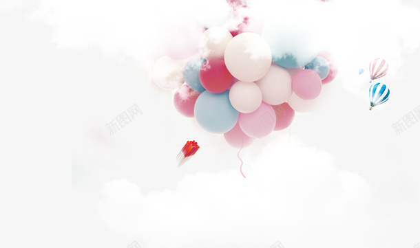 气球云元素psd免抠素材_新图网 https://ixintu.com 云朵 气球 漂浮 素材