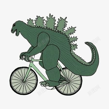 恐龙骑自行车png免抠素材_新图网 https://ixintu.com 创意 卡通 恐龙 自行车
