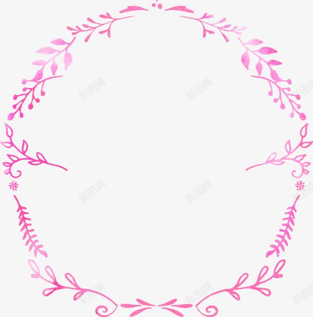 粉色植物边框创意png免抠素材_新图网 https://ixintu.com 创意 植物 粉色 边框