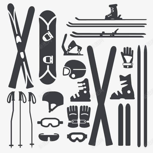 21款滑雪装备png免抠素材_新图网 https://ixintu.com 手套 滑板 滑雪 滑雪杖 滑雪装备