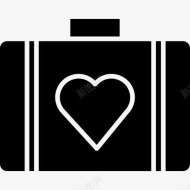 手提箱黑例心脏形状图标图标