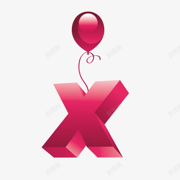 粉色立体字母Xpng免抠素材_新图网 https://ixintu.com X png图形 png装饰 字母 气球 粉色 装饰
