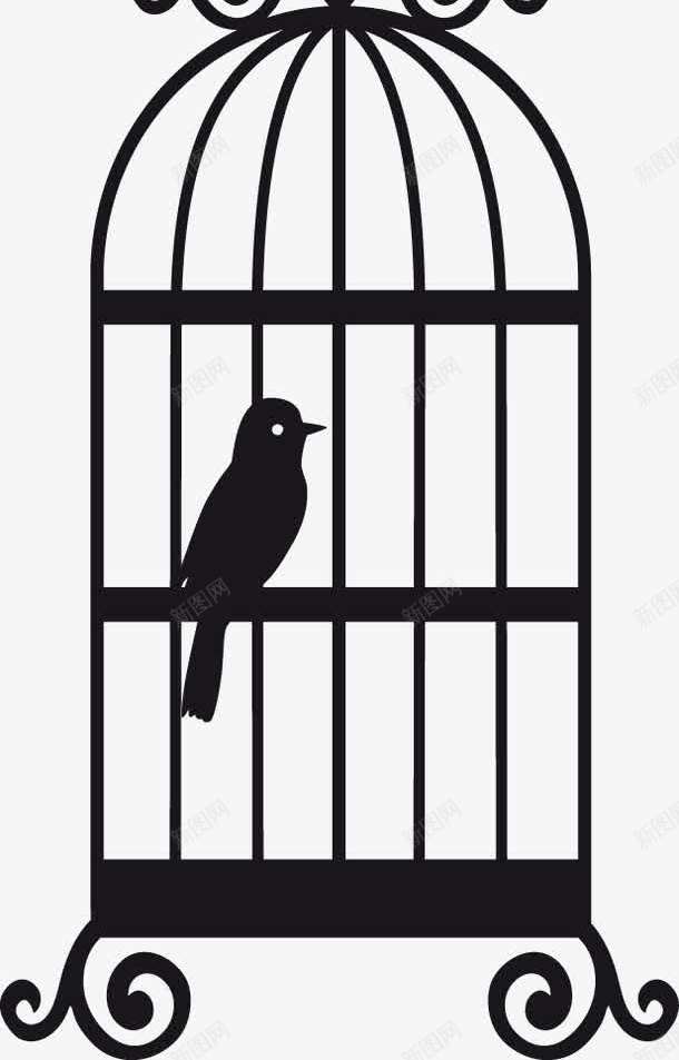 笼子鸟被困黑色线条png免抠素材_新图网 https://ixintu.com 笼子 线条 被困 鸟 黑色