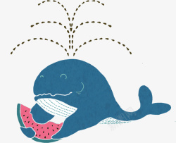大暑卡通鲸鱼吃西瓜素材