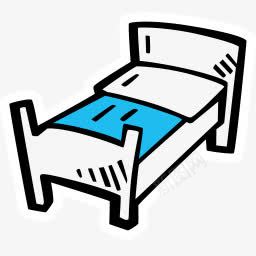 简笔画床png免抠素材_新图网 https://ixintu.com 卡通床 简笔画 蓝色小床