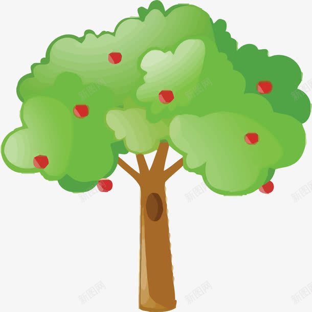手绘一颗结果子的树png免抠素材_新图网 https://ixintu.com 果子 矢量素材 素材