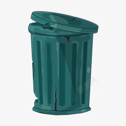阻挠的卡通的安全的绿色垃圾桶标识图标高清图片