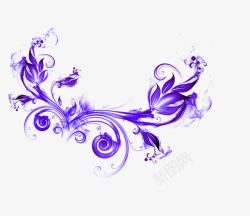 手绘紫色创意花纹素材