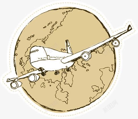 手绘地球飞机漫画png免抠素材_新图网 https://ixintu.com 地球 漫画 飞机