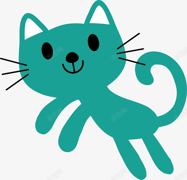 卡通绿猫矢量图ai免抠素材_新图网 https://ixintu.com 卡通动物 卡通手绘 玩偶 绿猫 装饰图案 矢量图