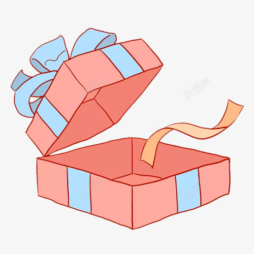 手绘描边粉色礼物盒png免抠素材_新图网 https://ixintu.com 手绘 描边 礼物盒 粉色