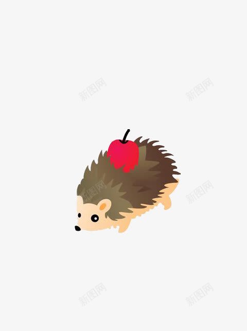 刺猬背苹果png免抠素材_新图网 https://ixintu.com 刺猬 动物 棕色 苹果