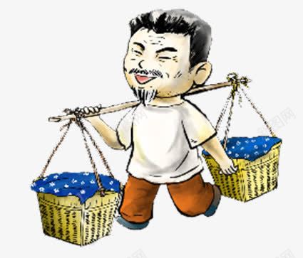 背筐的老伯png免抠素材_新图网 https://ixintu.com 中国风 乡村 农产品 卡通手绘 古朴的老伯 老伯伯