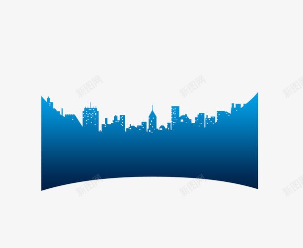 蓝色城市建筑剪影png免抠素材_新图网 https://ixintu.com 剪影 城市 建筑 蓝色