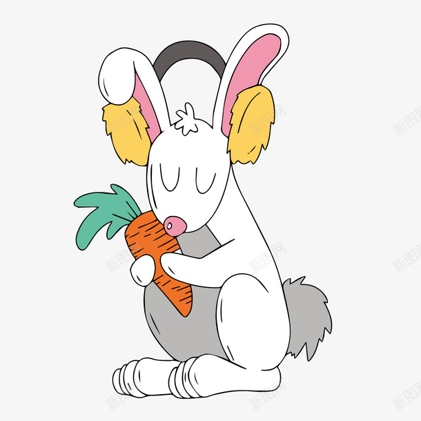 卡通小白兔png免抠素材_新图网 https://ixintu.com 卡通兔子 卡通动物 小白兔 白色兔子 胡萝卜
