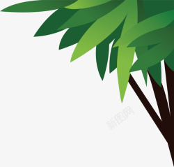 手绘绿色装饰树矢量图素材