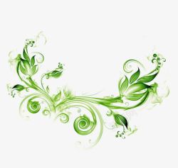 绿色线条花元素素材