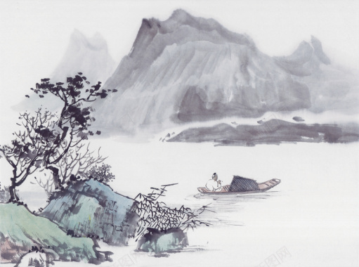 手绘色彩画中国风古代画23背景
